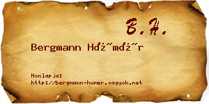Bergmann Hümér névjegykártya